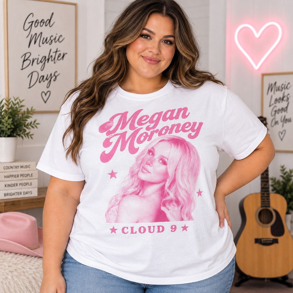 Megan Moroney Cloud 9 Graphic Tee White Pink Women 3X New NWT Mad Engine